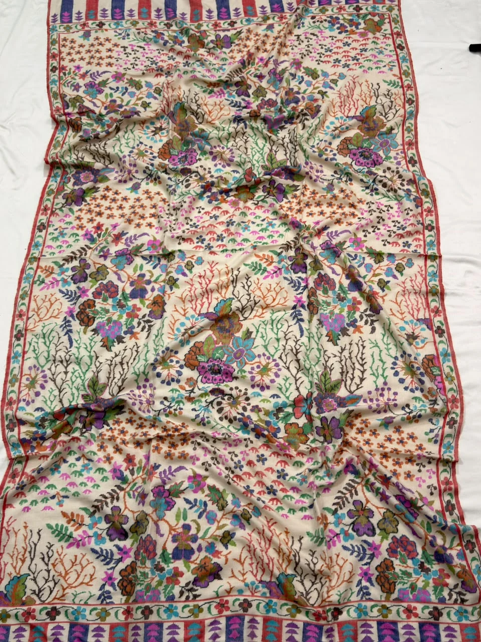 Multicolour Butterfly Kani Jamawar — Off White